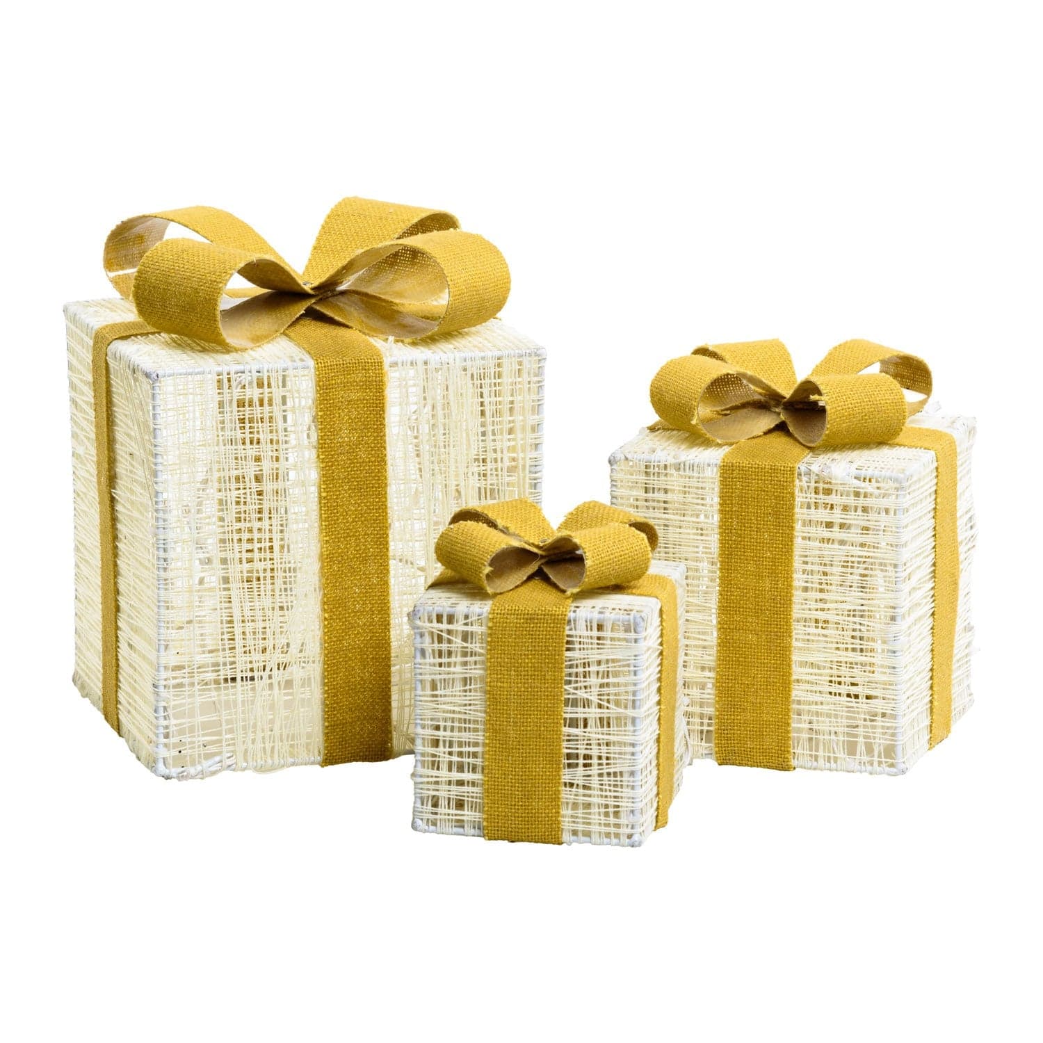 Pacchi regalo con telaio in metallo verniciato bianco per decorazioni natalizie set da 3 - 7