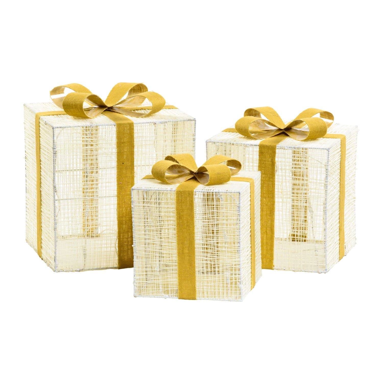 Pacchi regalo con telaio in metallo verniciato bianco per decorazioni natalizie set da 3 - 8
