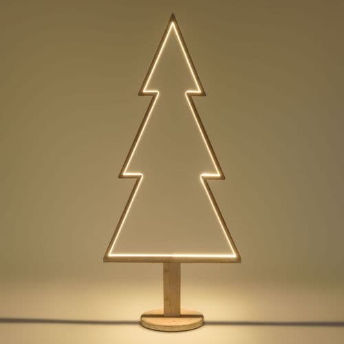 Abete triangolare luminoso con led multicolor e base in legno decorazione natalizia - 12