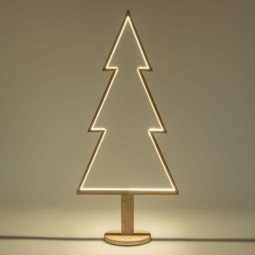 Abete triangolare luminoso con led multicolor e base in legno decorazione natalizia - 13