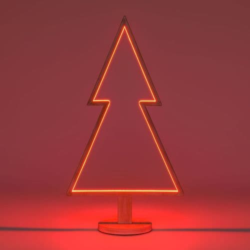 Abete triangolare luminoso con led multicolor e base in legno decorazione natalizia - 17