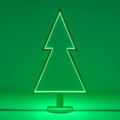 Abete triangolare luminoso con led multicolor e base in legno decorazione natalizia - 18