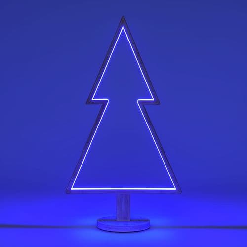 Abete triangolare luminoso con led multicolor e base in legno decorazione natalizia - 19