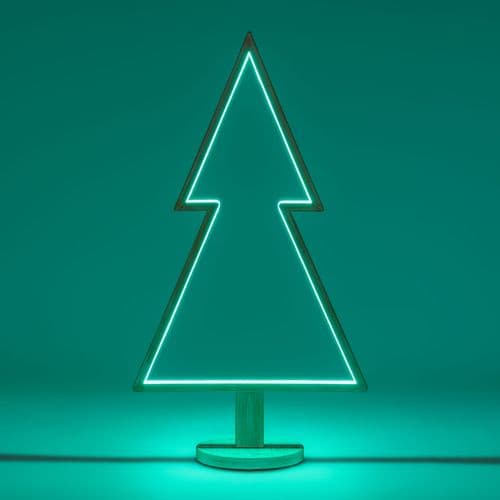 Abete triangolare luminoso con led multicolor e base in legno decorazione natalizia - 21