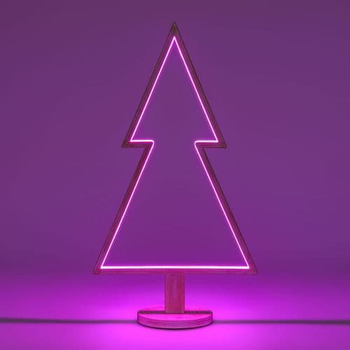 Abete triangolare luminoso con led multicolor e base in legno decorazione natalizia - 22