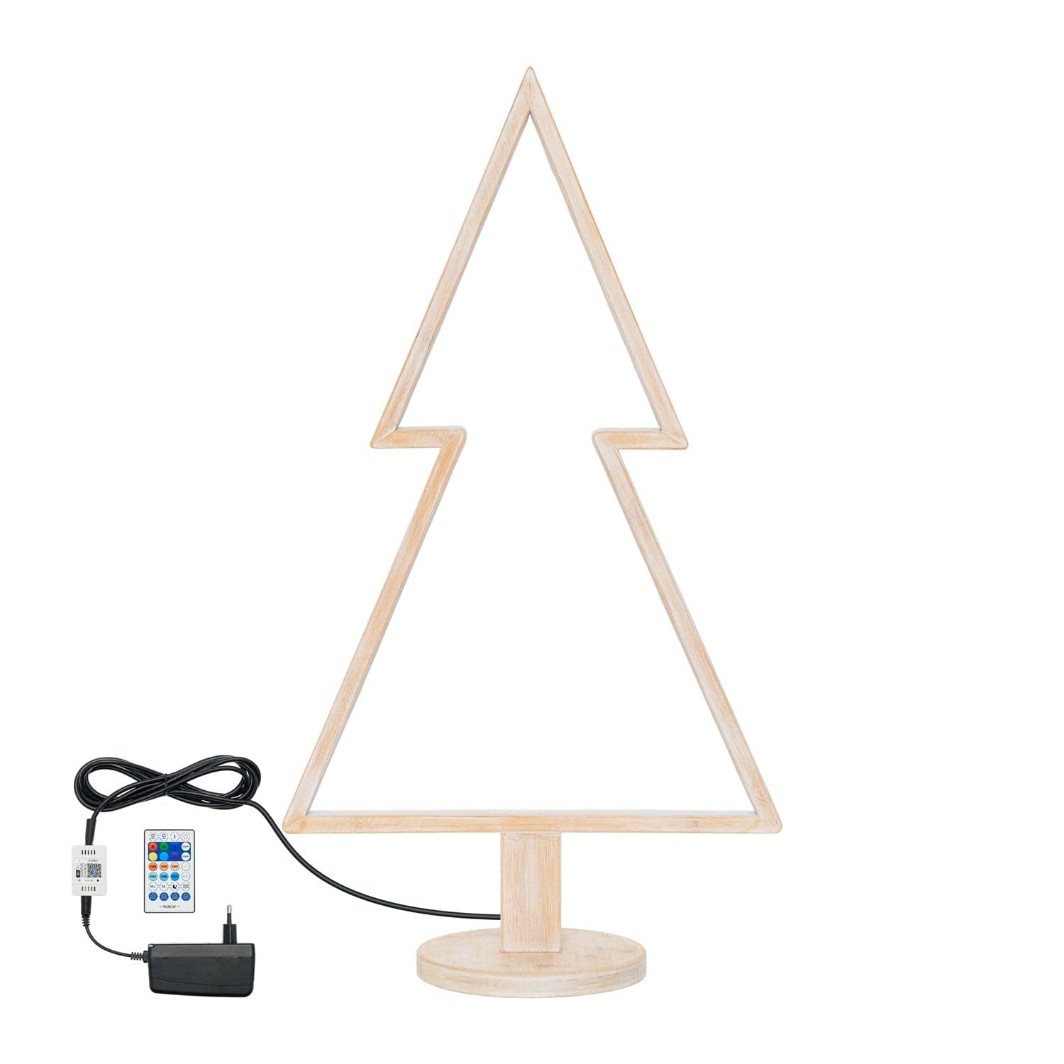 Abete triangolare luminoso con led multicolor e base in legno decorazione natalizia - 30