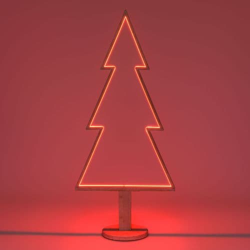 Abete triangolare luminoso con led multicolor e base in legno decorazione natalizia - 5