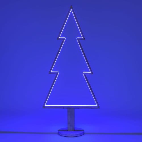 Abete triangolare luminoso con led multicolor e base in legno decorazione natalizia - 6