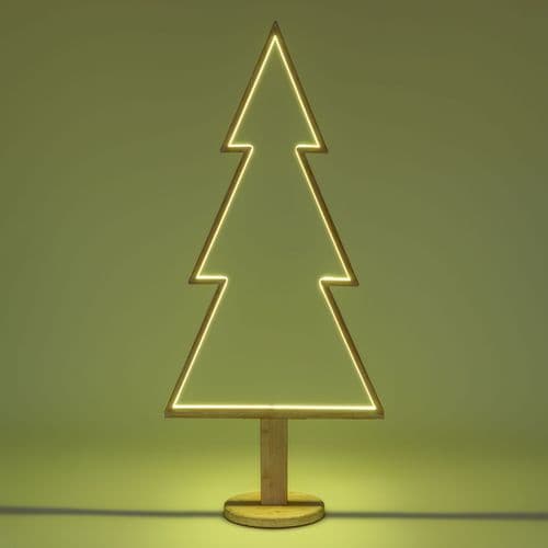 Abete triangolare luminoso con led multicolor e base in legno decorazione natalizia - 7