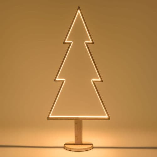 Abete triangolare luminoso con led multicolor e base in legno decorazione natalizia - 10