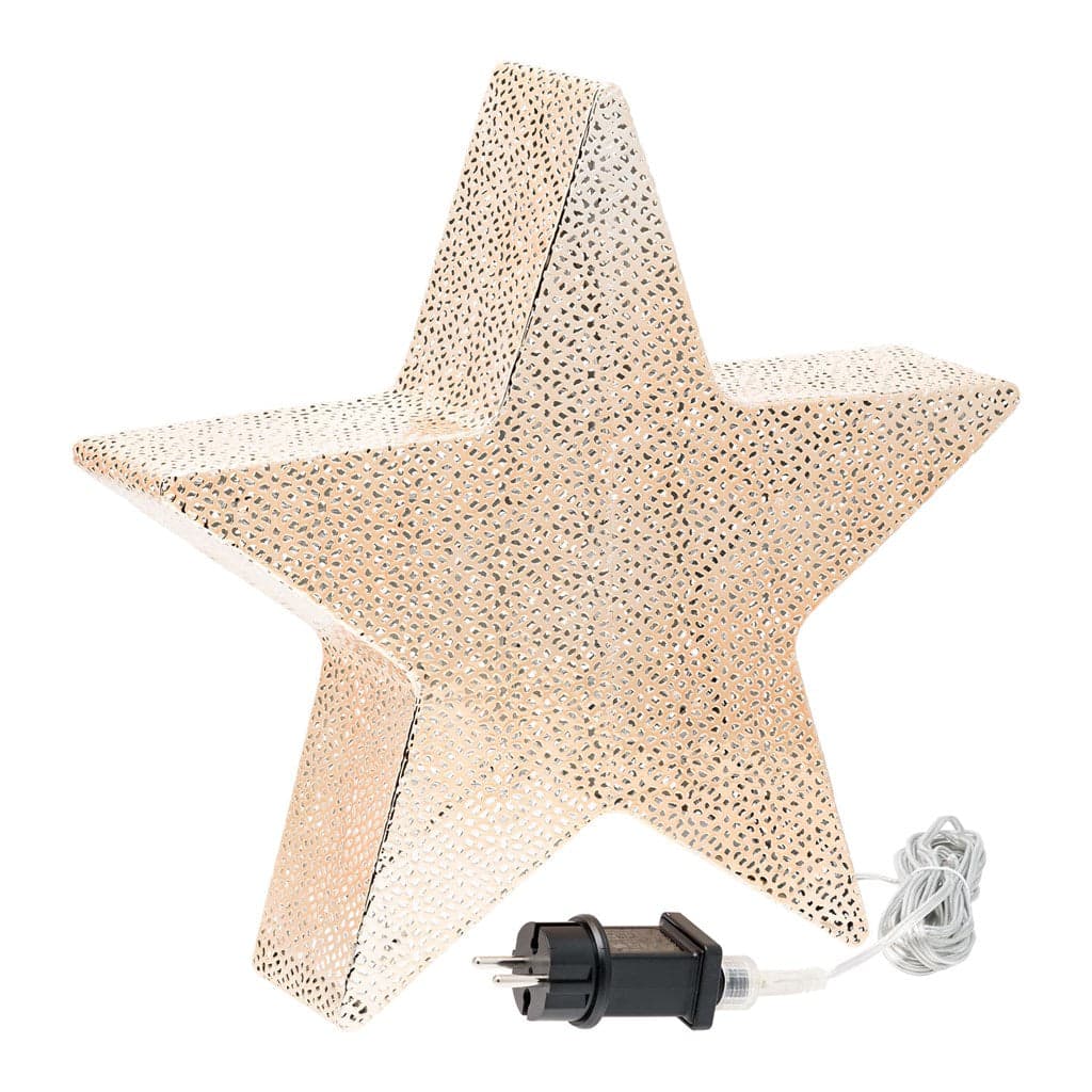 Stella a 5 punte luminosa con led a luce calda in metallo traforata decorazione natalizia - 4