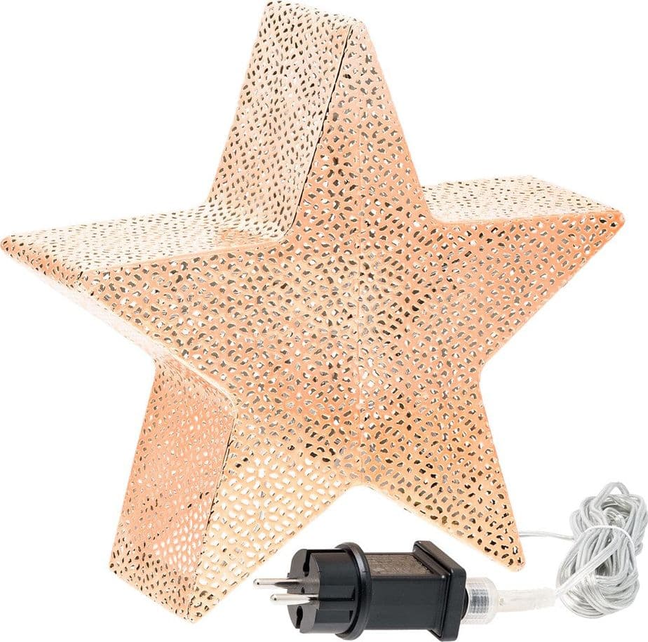Stella a 5 punte luminosa con led a luce calda in metallo traforata decorazione natalizia - 7