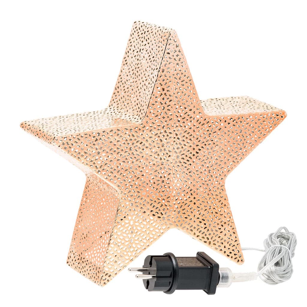 Stella a 5 punte luminosa con led a luce calda in metallo traforata decorazione natalizia - 7