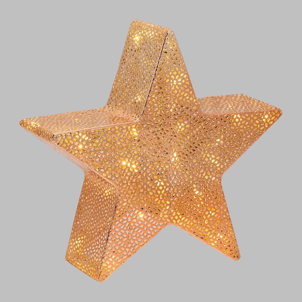 Stella a 5 punte luminosa con led a luce calda in metallo traforata decorazione natalizia - 9