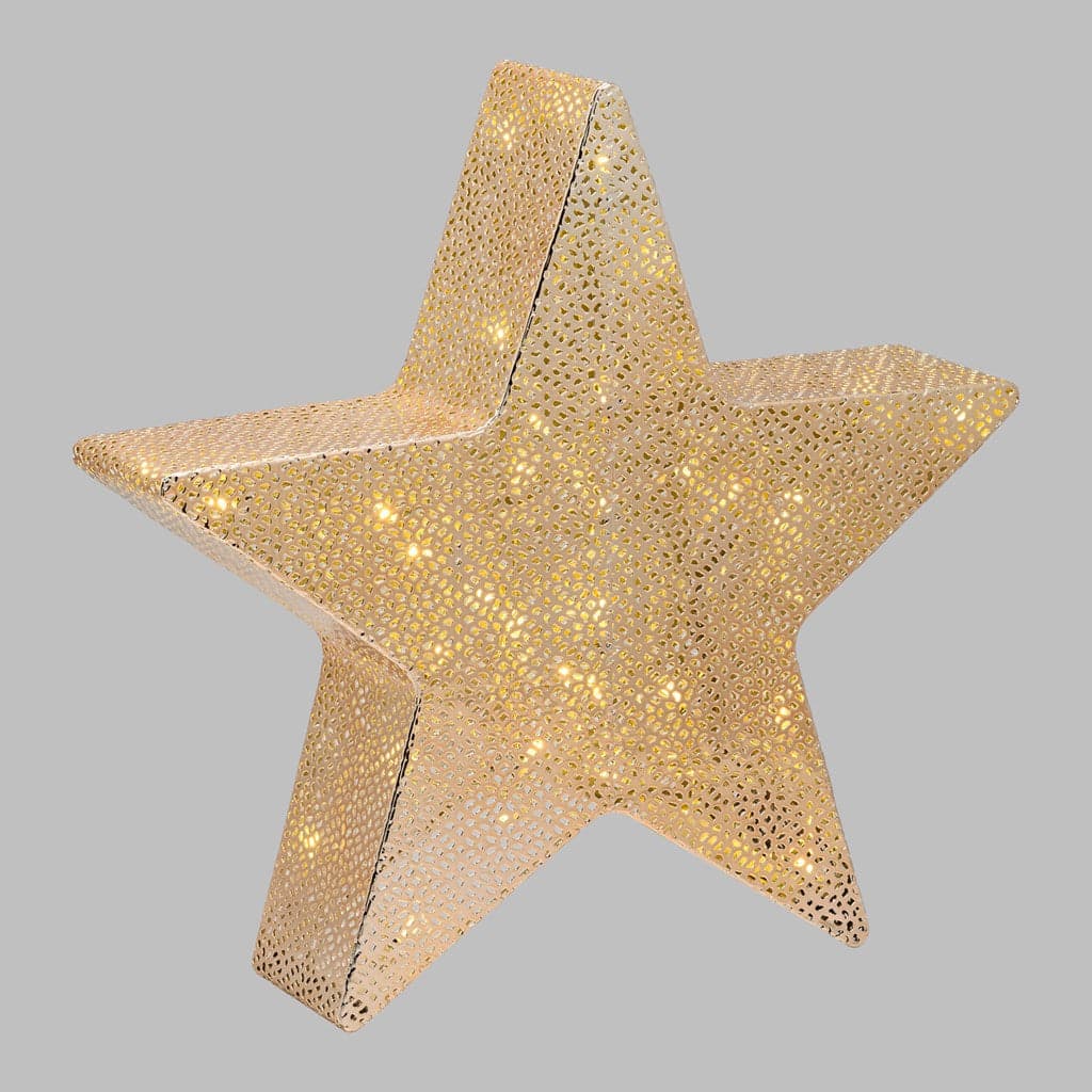 Stella a 5 punte luminosa con led a luce calda in metallo traforata decorazione natalizia - 10