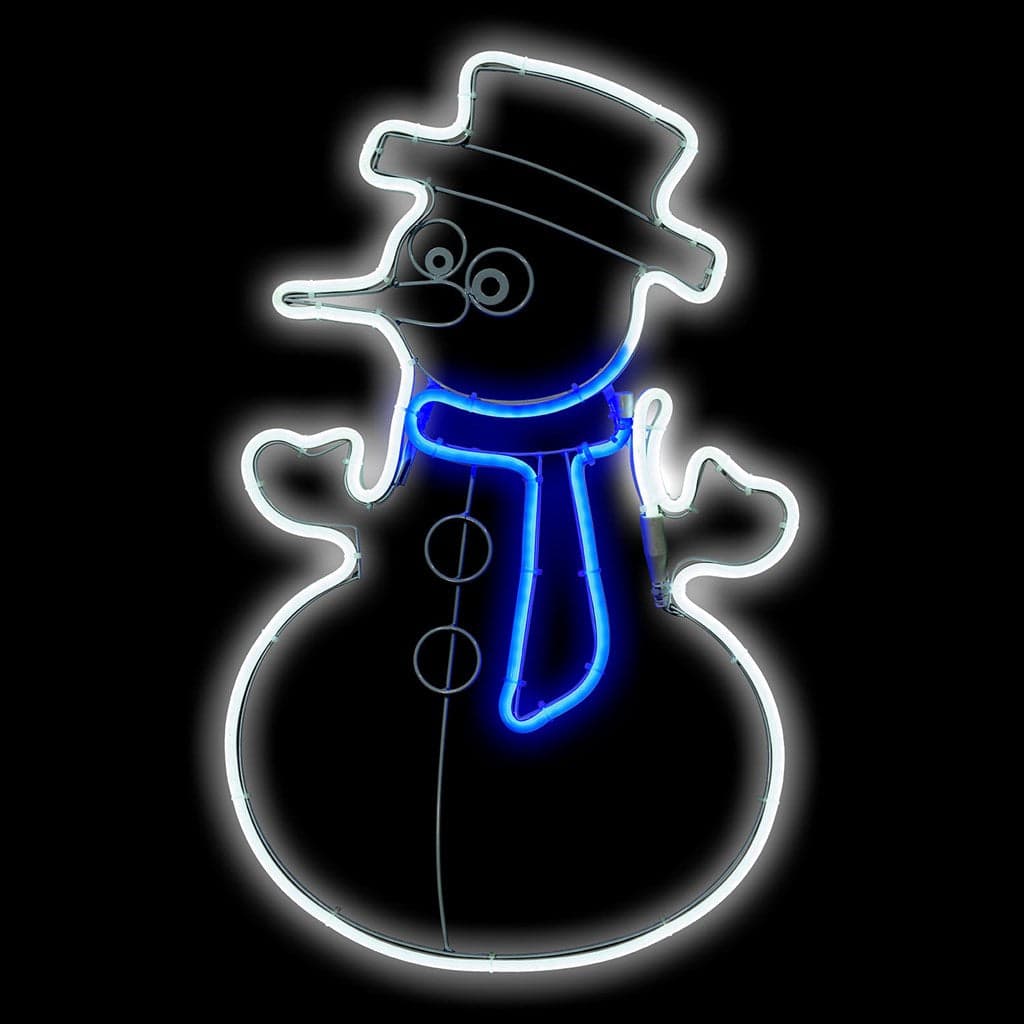 Figura luminosa "Pupazzo di Neve" con luce a neon bifacciale decorazione da 58 cm - 3