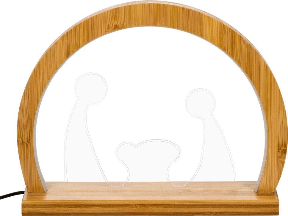 Natività in legno naturale luminosa con led a luce calda "Grotta" decorazione per interno - 7