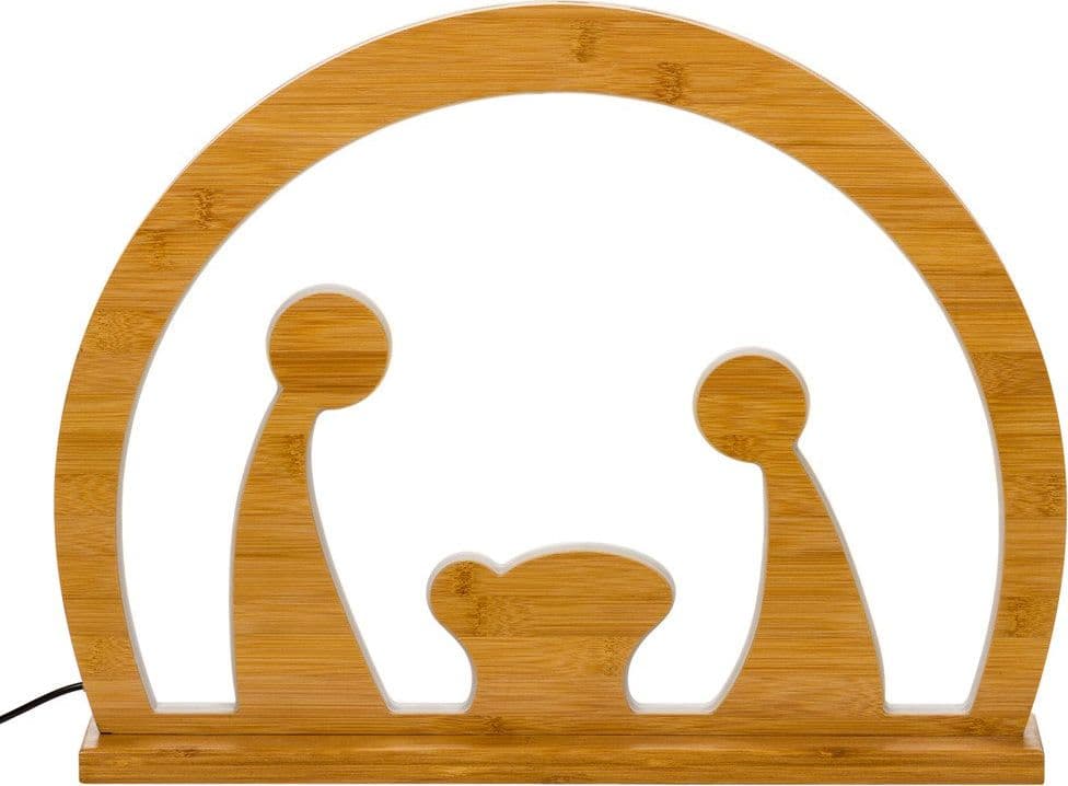 Natività in legno naturale luminosa con led a luce calda "Grotta" decorazione per interno - 8
