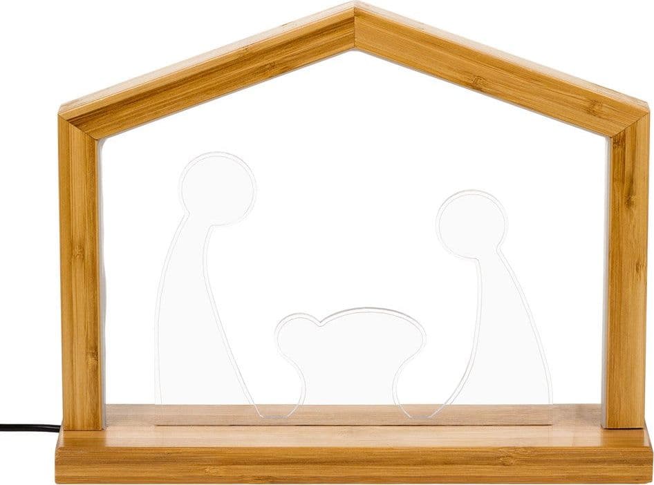 Natività in legno naturale luminosa con led a luce calda "Casetta" decorazione per interno - 4