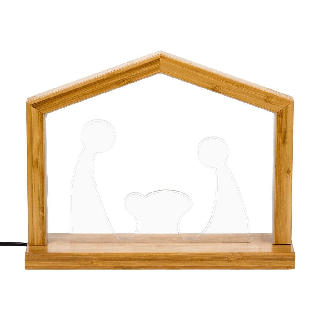 Natività in legno naturale luminosa con led a luce calda "Casetta" decorazione per interno - 4