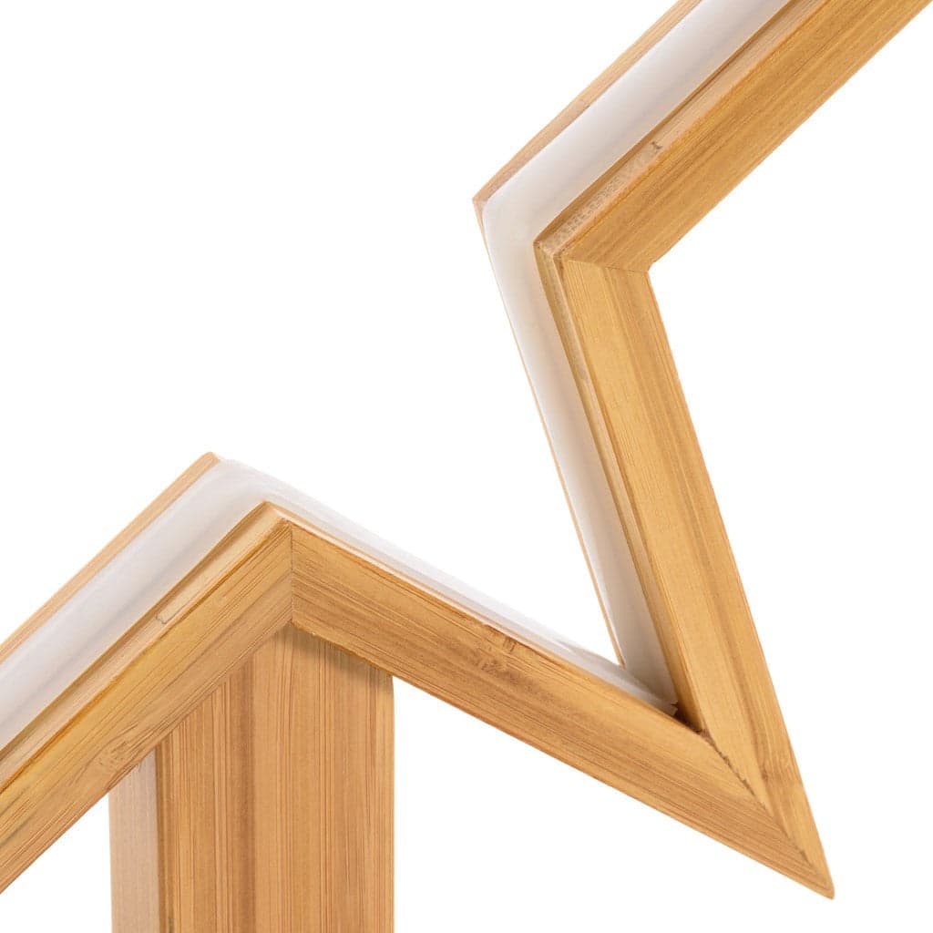 Stella luminosa a led luce bianco caldo con base in legno naturale decorazione natalizia - 5