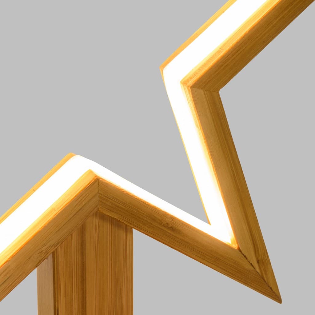 Stella luminosa a led luce bianco caldo con base in legno naturale decorazione natalizia - 7