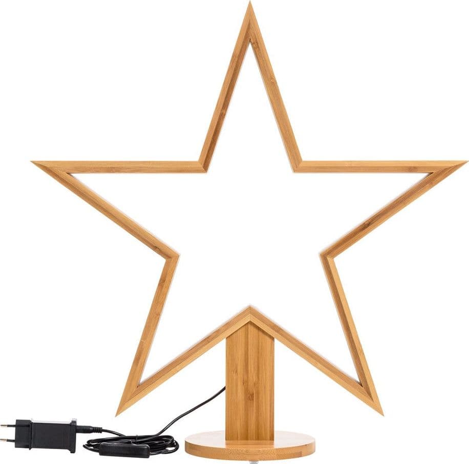 Stella luminosa a led luce bianco caldo con base in legno naturale decorazione natalizia - 10