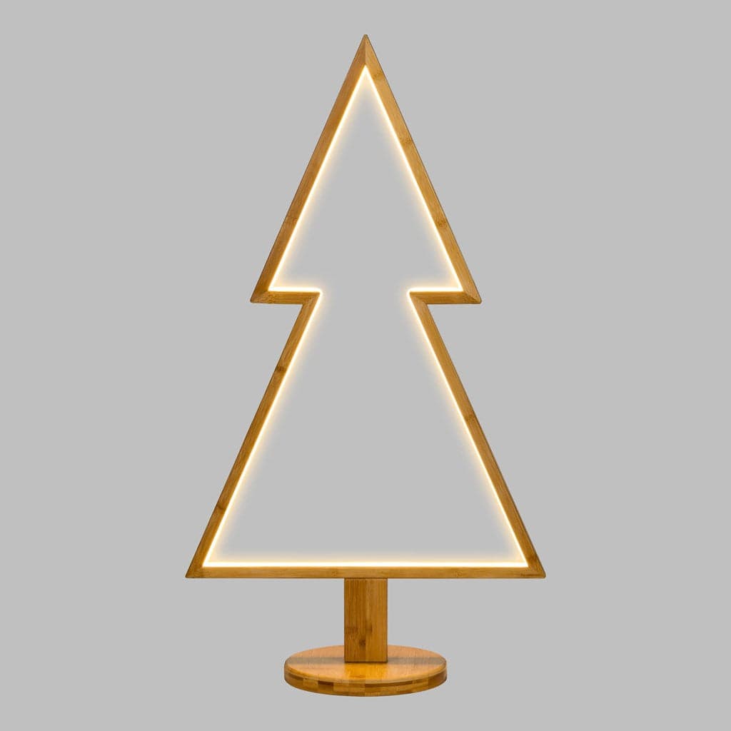 Abete triangolare luminoso con led bianco caldo e base in legno decorazione natalizia - 9