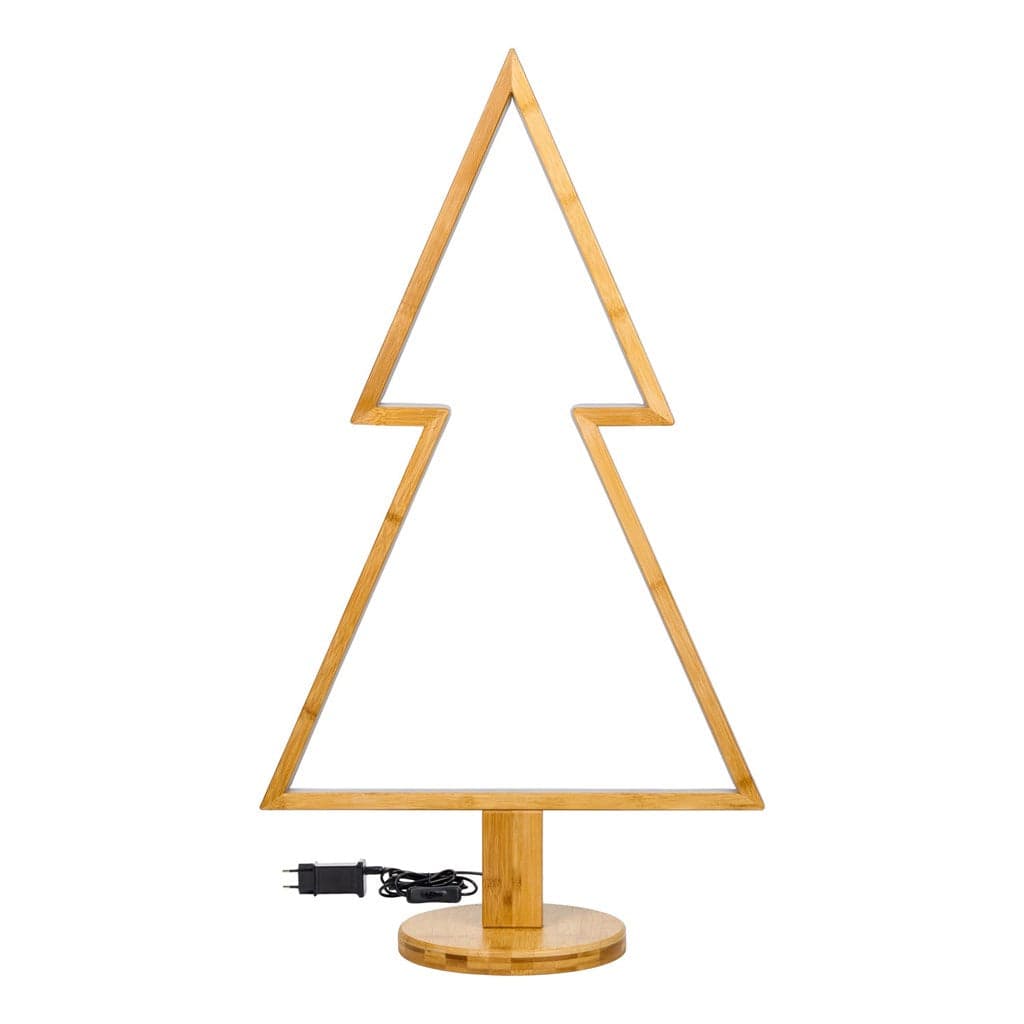 Abete triangolare luminoso con led bianco caldo e base in legno decorazione natalizia - 10