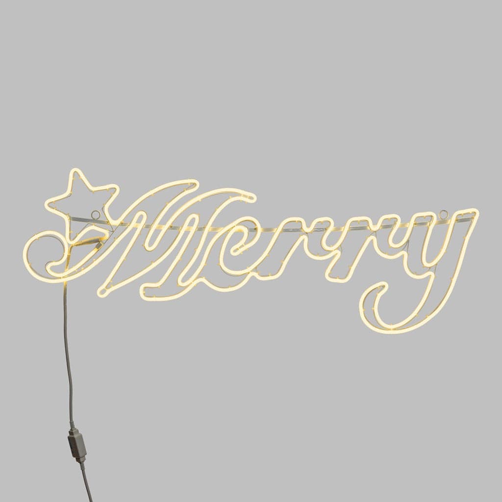 Scritta "Merry" a neon bifacciale a 840 led bianco caldo per uso esterno - 2
