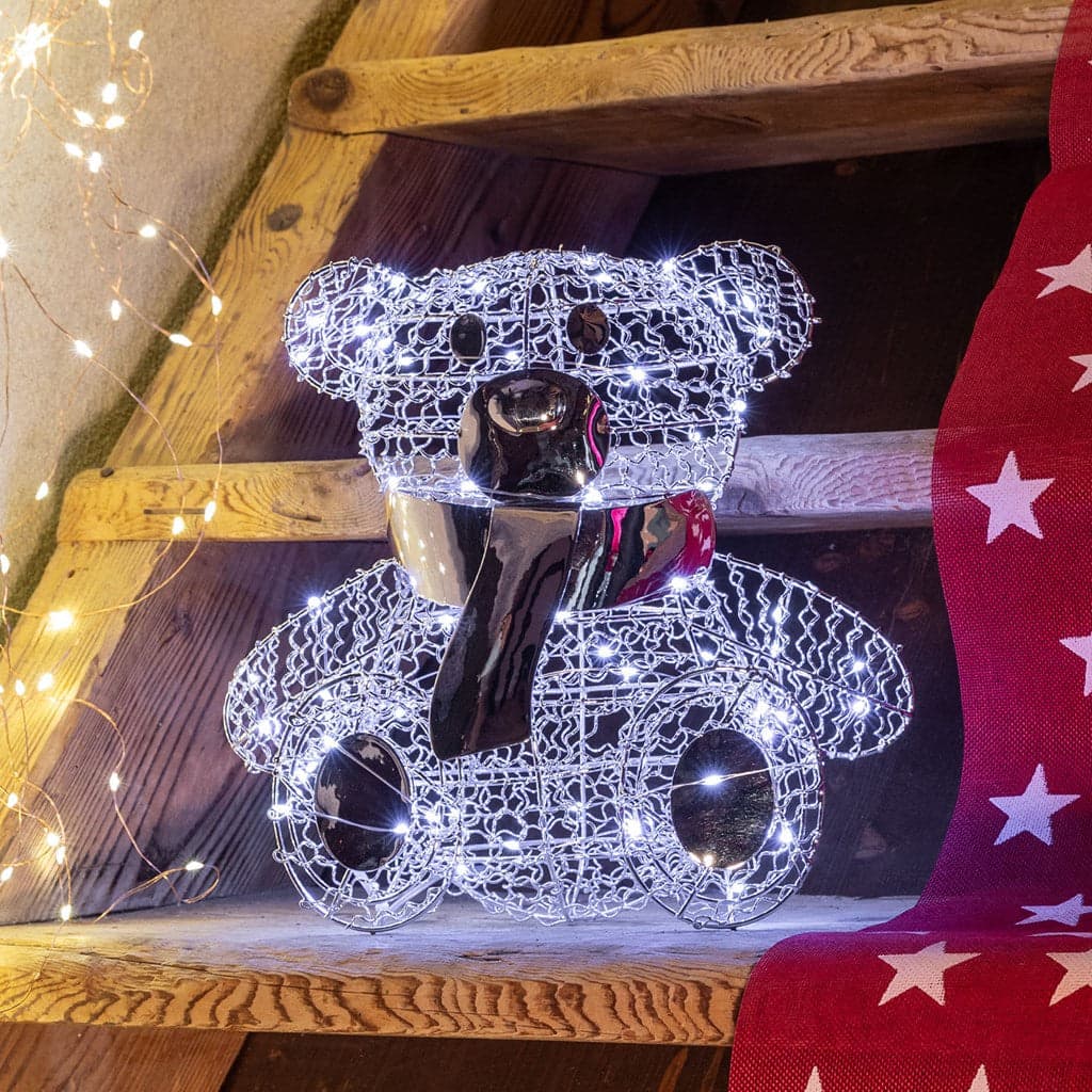 Orsetto "Teddy Bear" luminoso con led bianco freddo argento per interno - 3