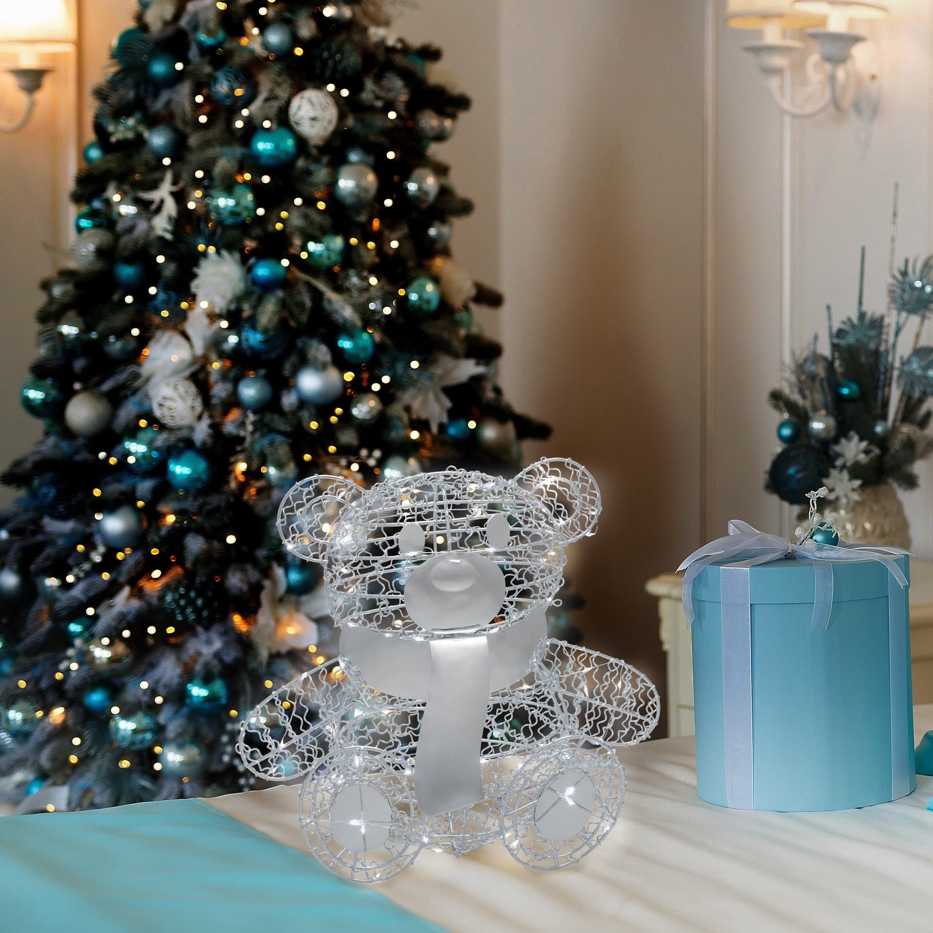 Orsetto "Teddy Bear" luminoso con led bianco freddo argento per interno - 5