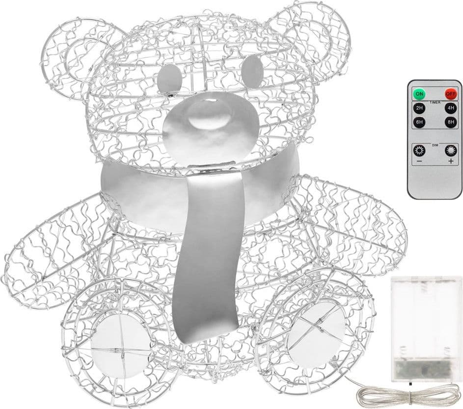 Orsetto "Teddy Bear" luminoso con led bianco freddo argento per interno - 6
