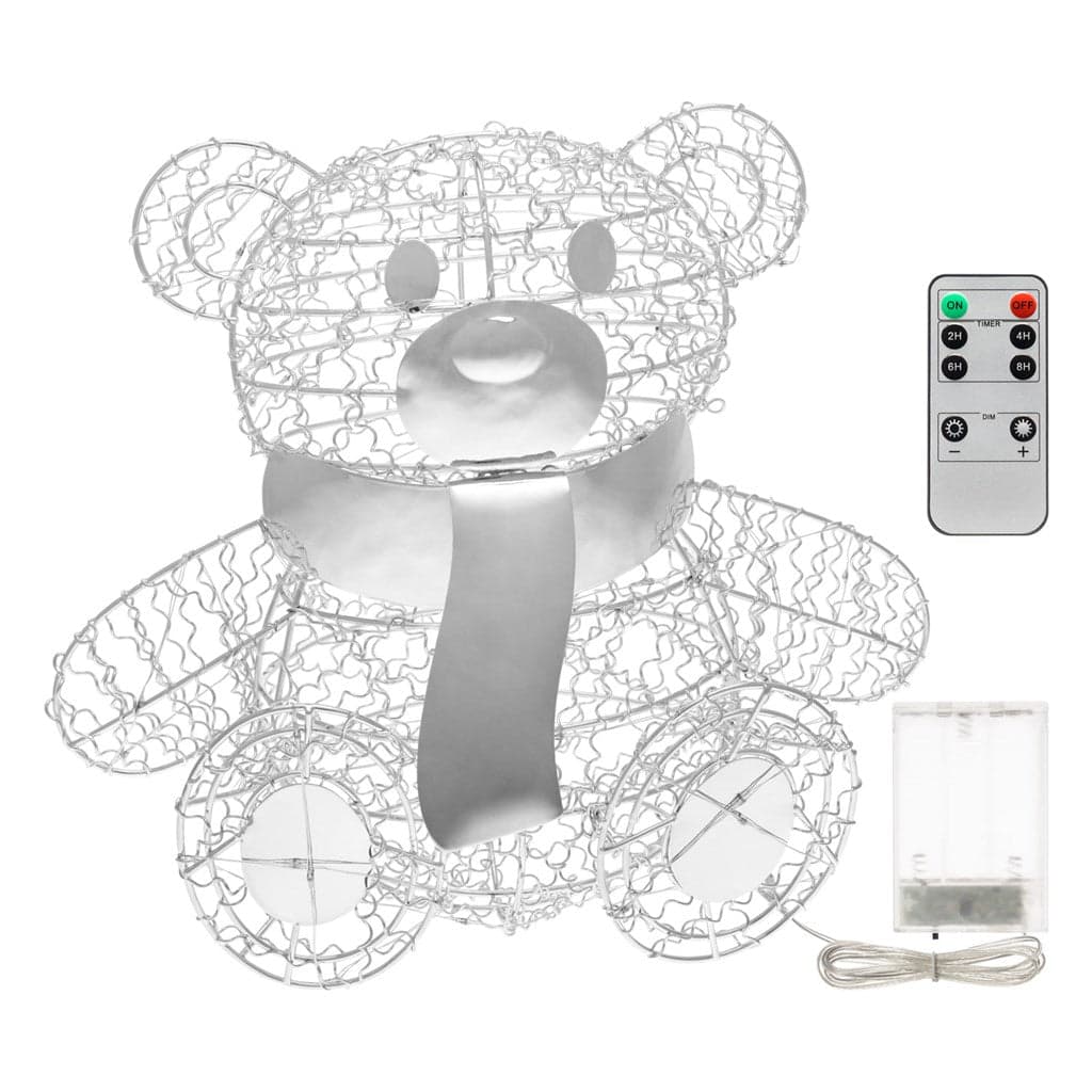 Orsetto "Teddy Bear" luminoso con led bianco freddo argento per interno - 6