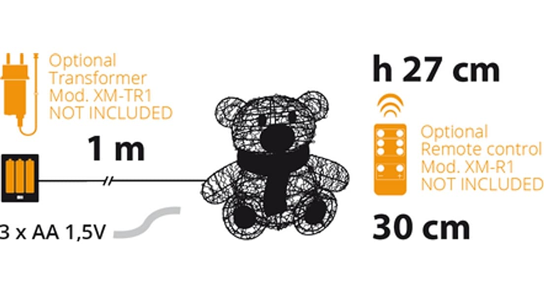 Orsetto "Teddy Bear" luminoso con led bianco freddo argento per interno - 9