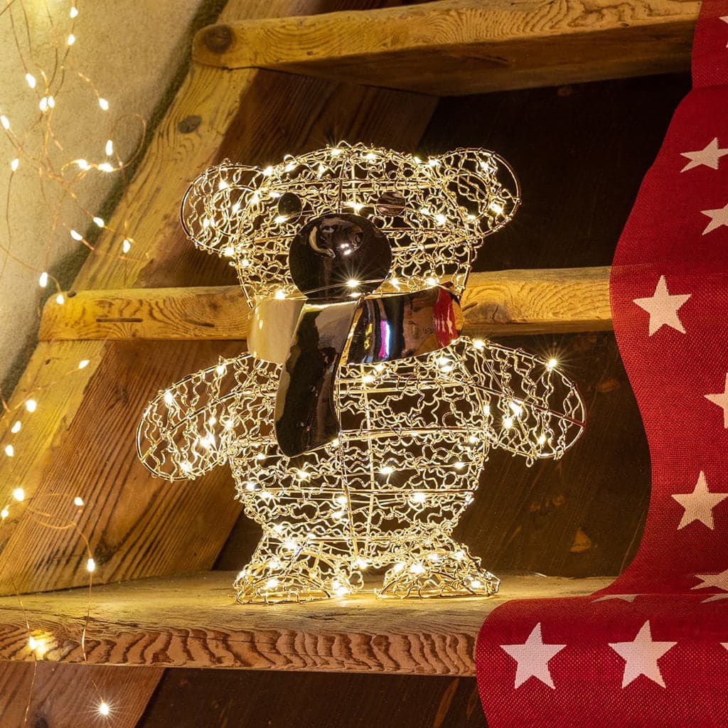 Orsetto "Teddy Bear" luminoso con led bianco caldo champagne per interno - 2