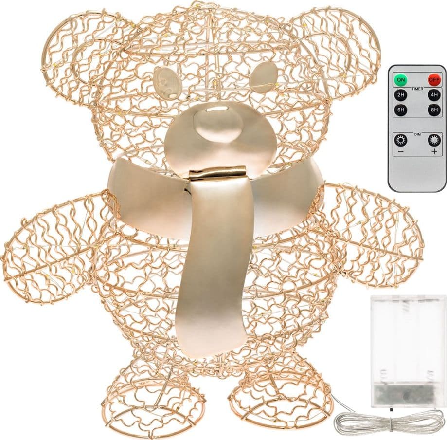 Orsetto "Teddy Bear" luminoso con led bianco caldo champagne per interno - 11
