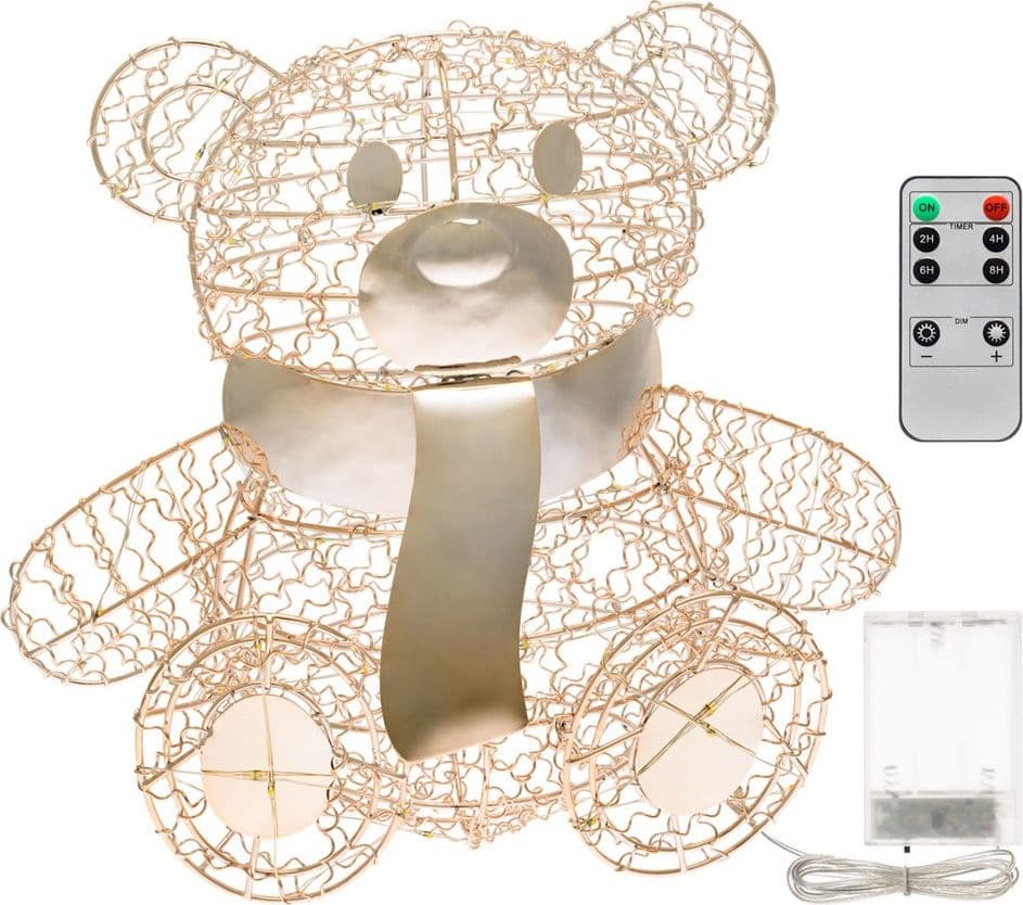 Orsetto "Teddy Bear" luminoso con led bianco caldo champagne per interno - 4