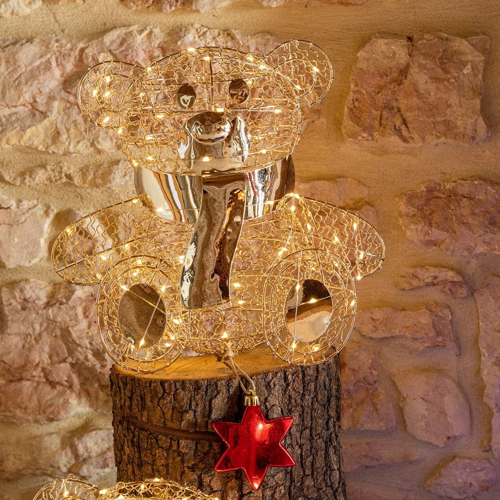 Orsetto "Teddy Bear" luminoso con led bianco caldo champagne per interno - 9