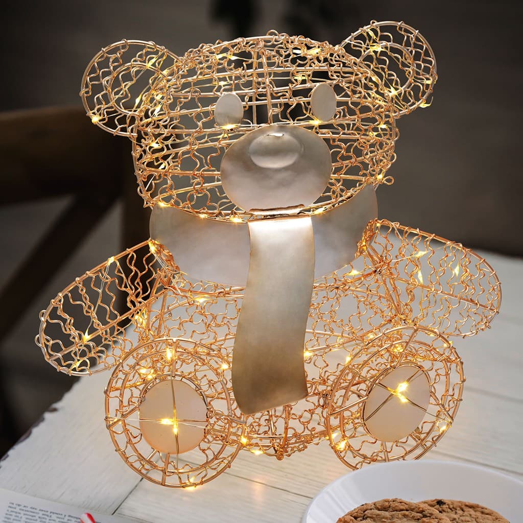 Orsetto "Teddy Bear" luminoso con led bianco caldo champagne per interno - 10