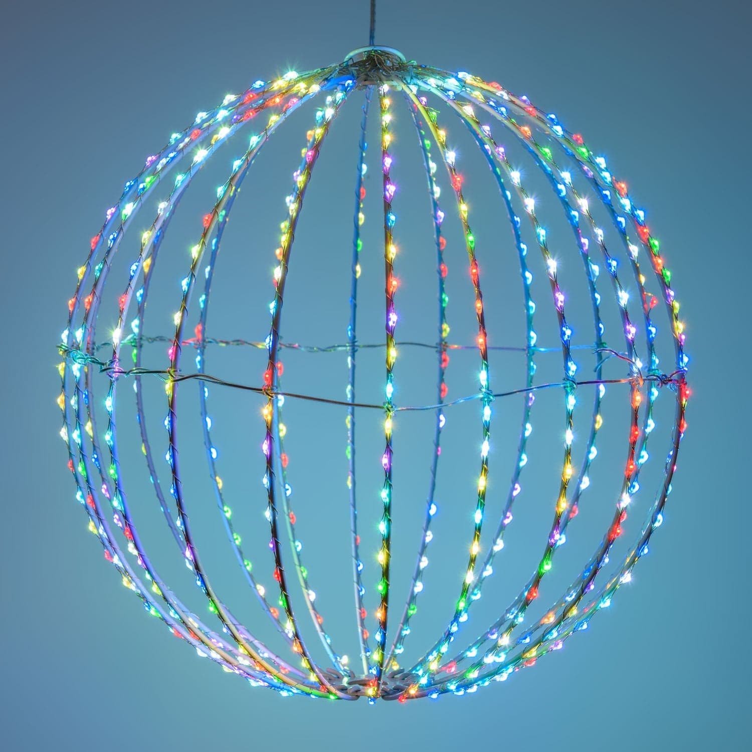 Sfera 3D luminosa con Micro Led a luce RGB multicolore da appendere per interno ed esterno - 4