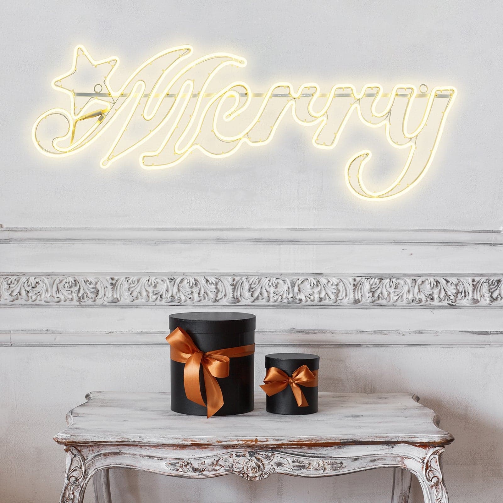 Decorazione luminosa a led scritta Merry Christmas luce di natale effetto neon da esterno - 4