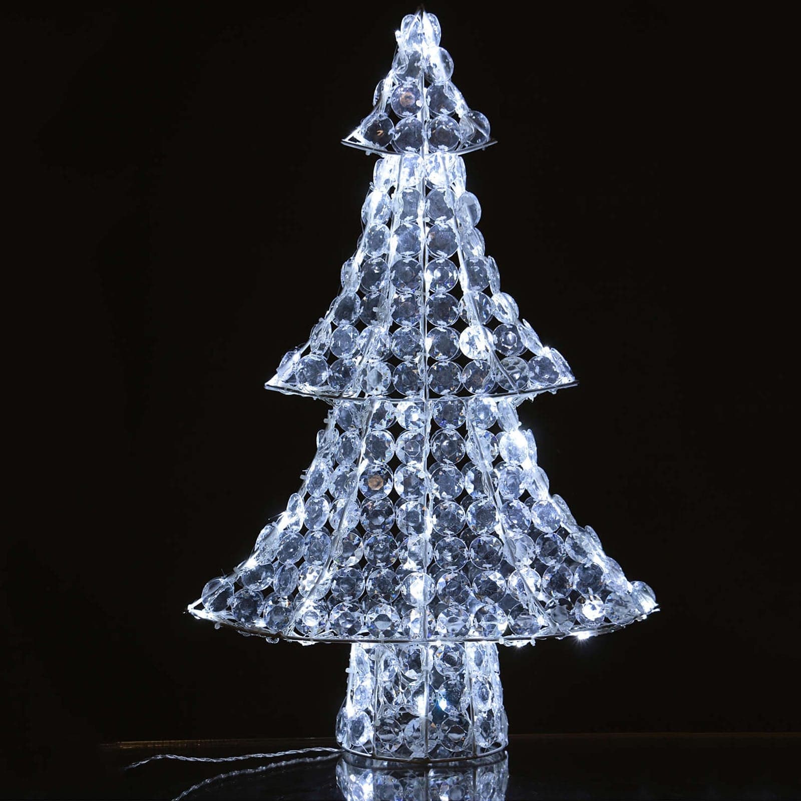 Albero di Natale in resina luminoso color ghiaccio con diamanti uso interno ed esterno - 2