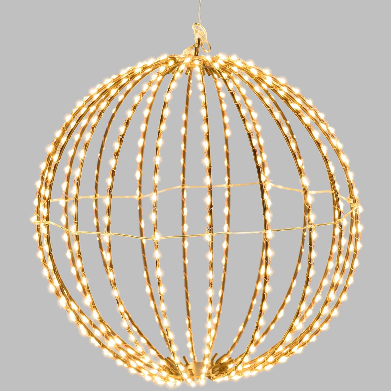 Sfera luminosa filo ramato con microled bianco caldo per esterno decorazione natalizia - 4