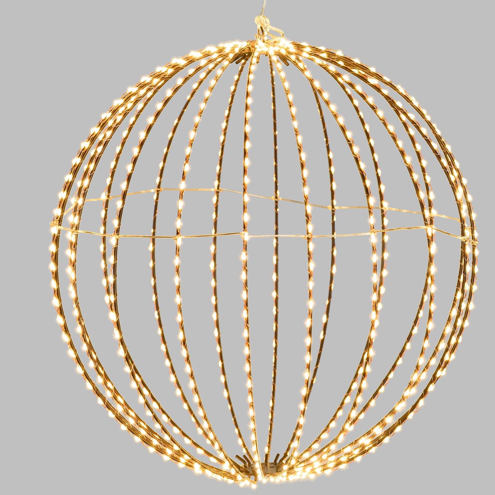 Sfera luminosa filo ramato con microled bianco caldo per esterno decorazione natalizia - 8