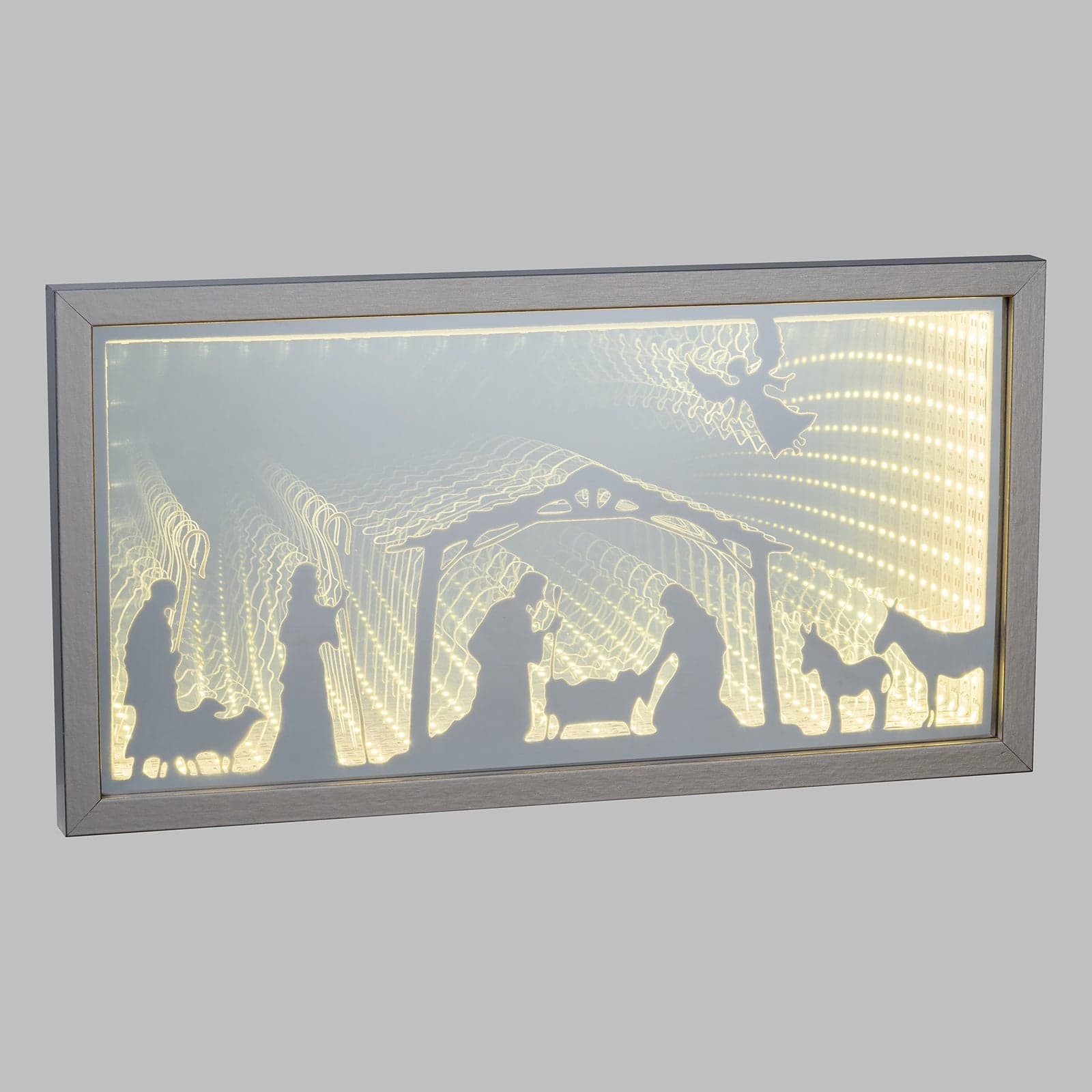 Quadro luminoso con Natività led decorazione Natalizia bifacciale h 22 cm - 2
