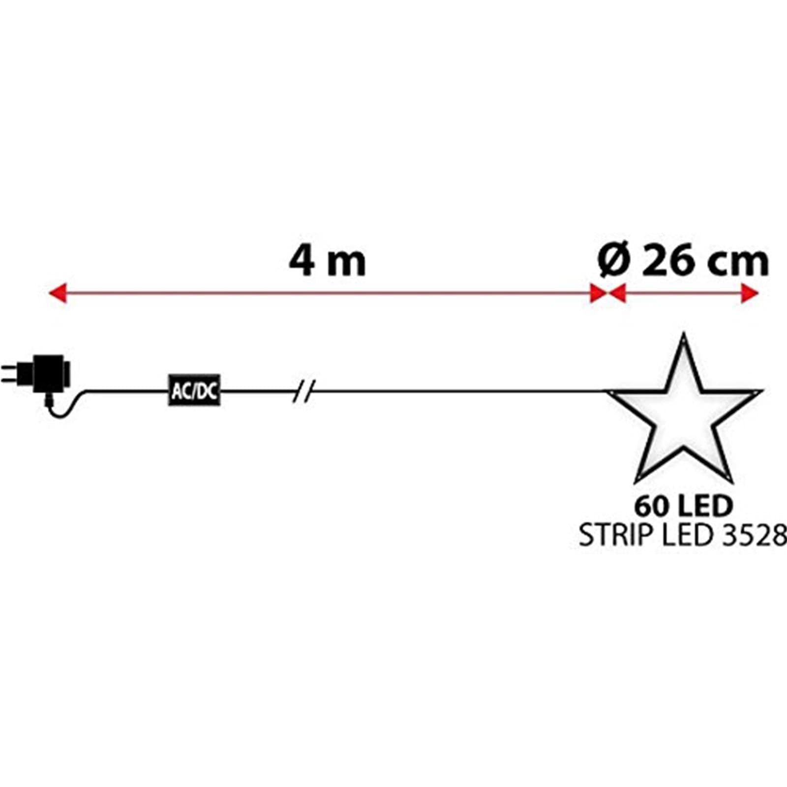 Decorazione luminosa stella di natale 60 cm con strip led 150 per esterno addobbi natalizi - 6