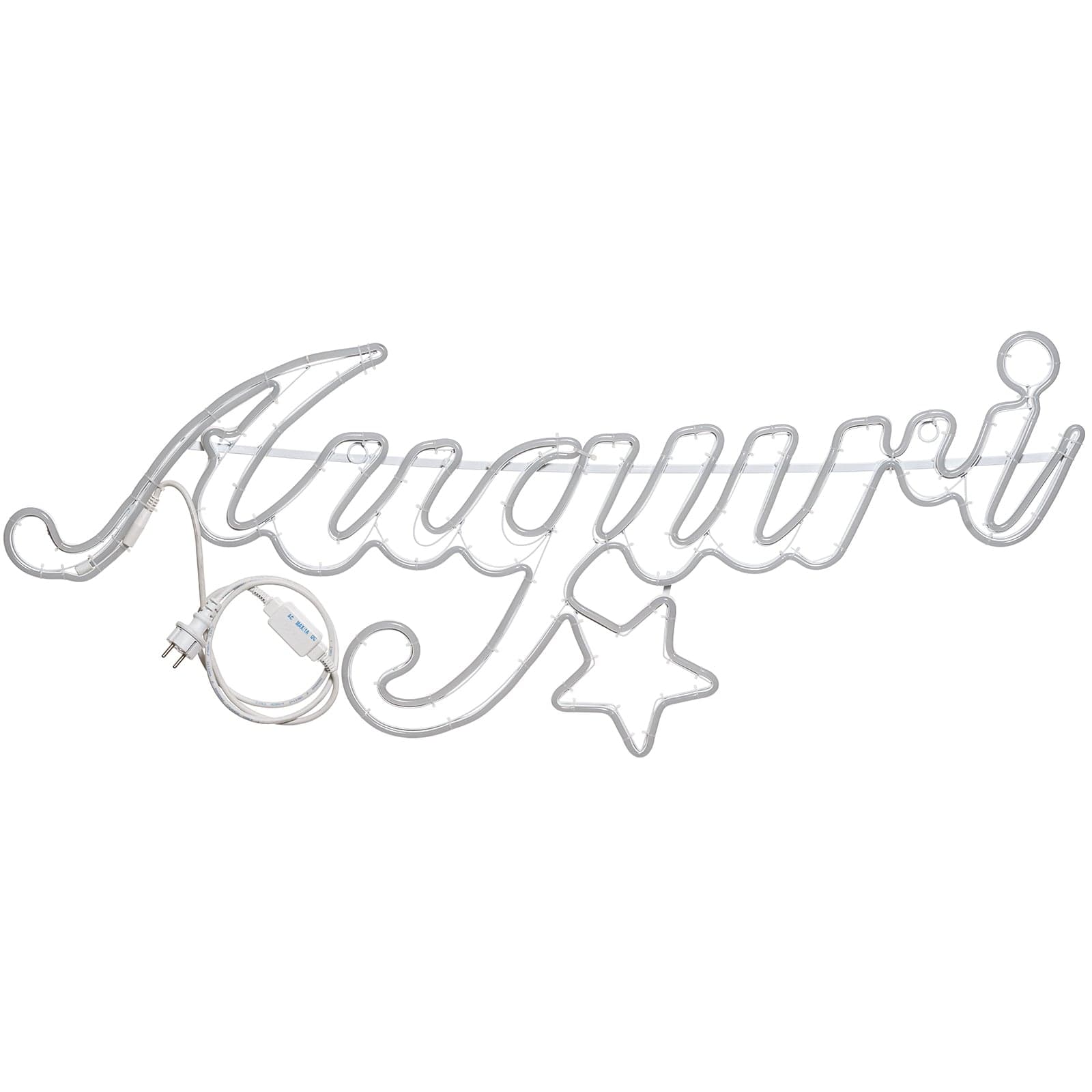 Decorazione luminosa a led scritta auguri luce di natale effetto neon da esterno 115 cm - 2