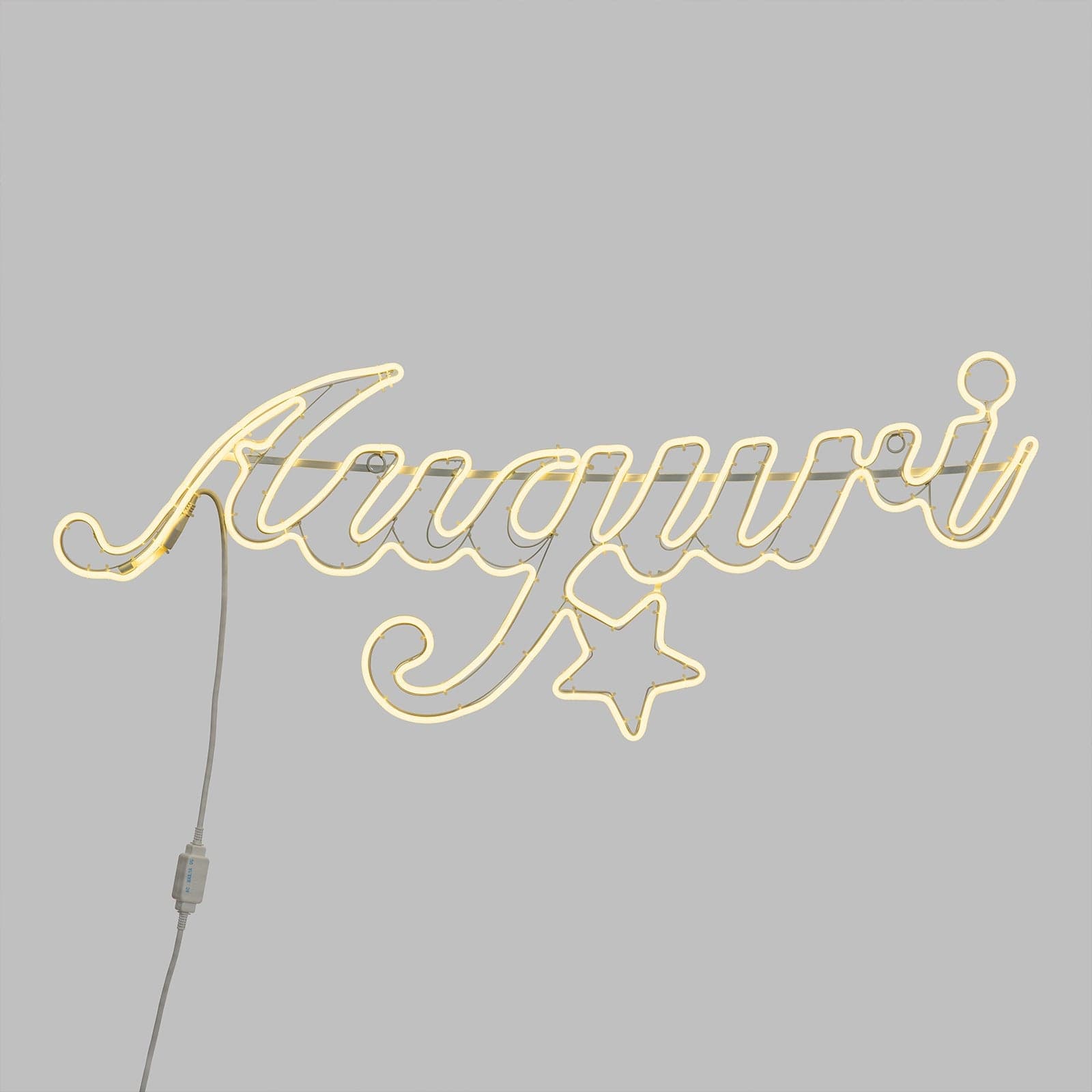Decorazione luminosa a led scritta auguri luce di natale effetto neon da esterno 115 cm - 3