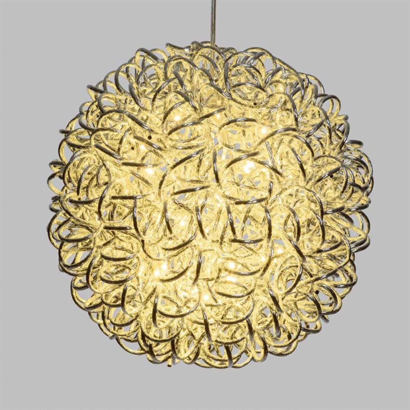 Sfera sfere alluminio argento 100 led 40 cm luce calda decorazione natale nataliza - 3